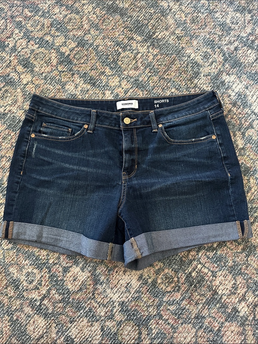 Sonoma Goods for Life New Dark Indigo Roll-Cuff Denim Shorts